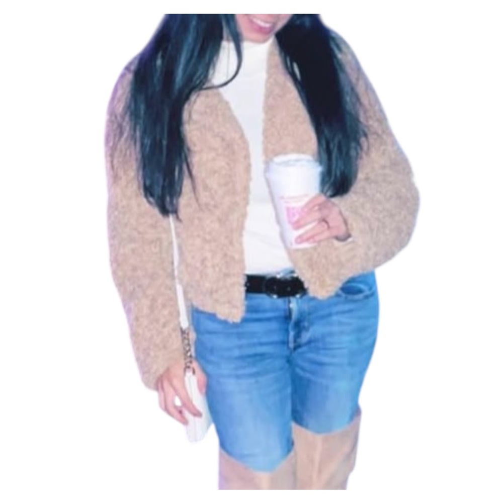HYFVE Tan Teddy Jacket Cozy Cropped Design - Picture 3 of 7